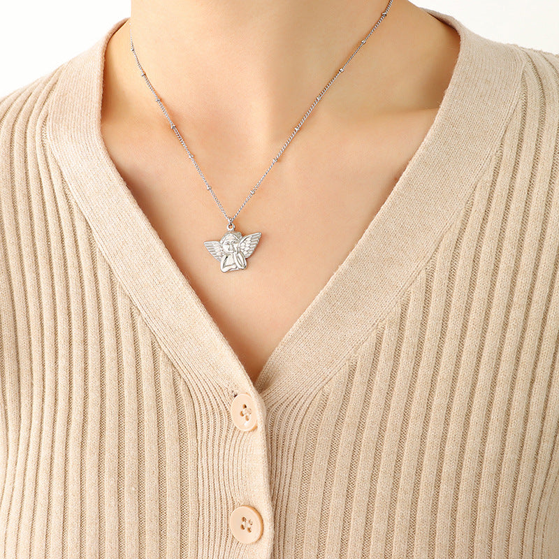 Wholesale Angel Pendant Titanium Steel 18k Gold Necklaces